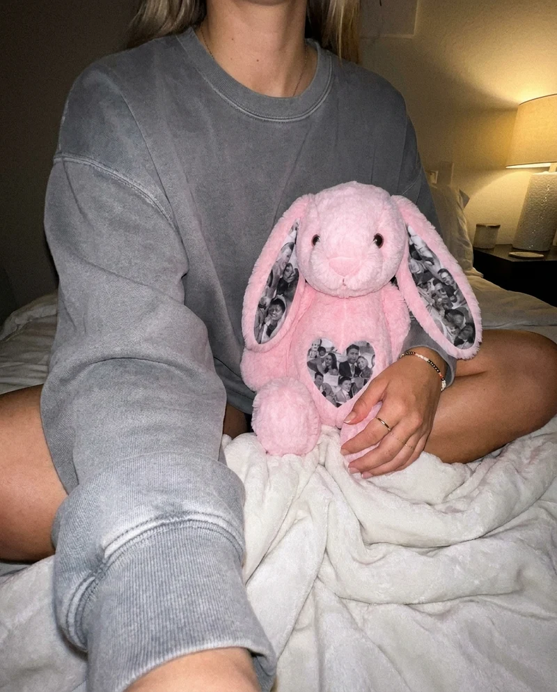 Customer photo of the personalised memory bunny gift